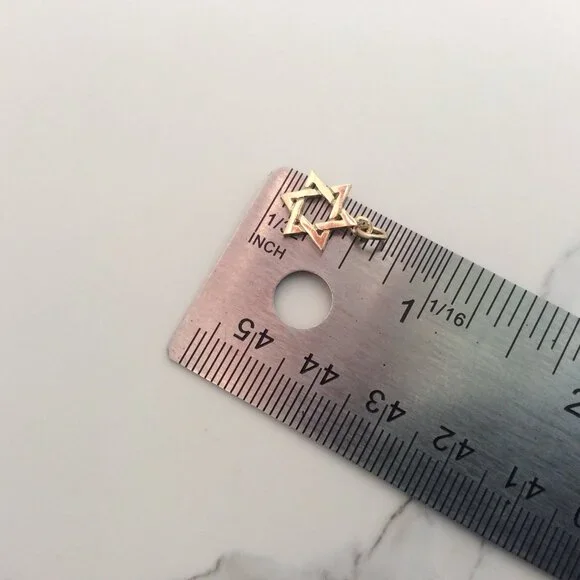 14k Solid Real Yellow Gold Star Of David Small pendantcharm.70gr